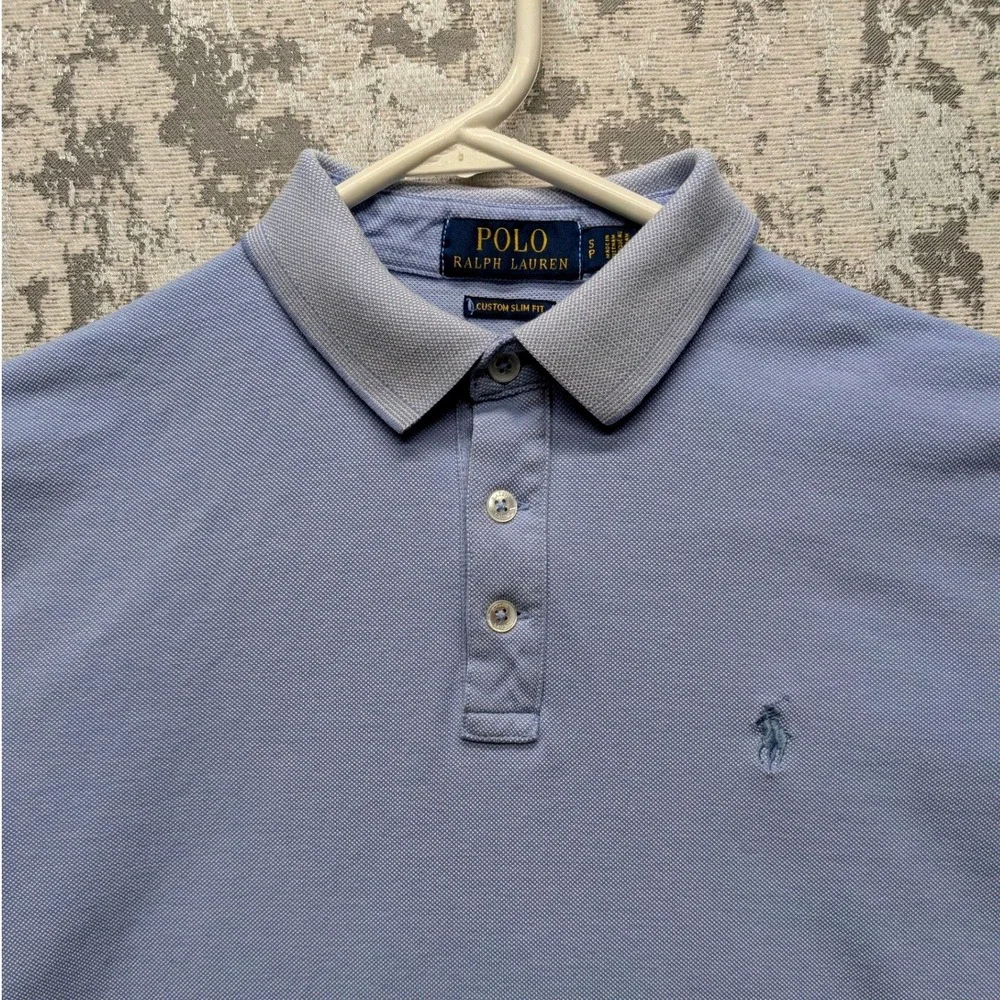 Polo Ralph Lauren Men's Blue Custom‎ Slim Fit Polo Shirt Size Large